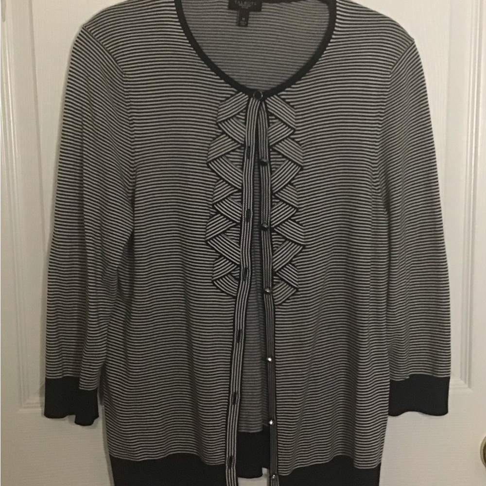 Talbots - navy and white cardigan